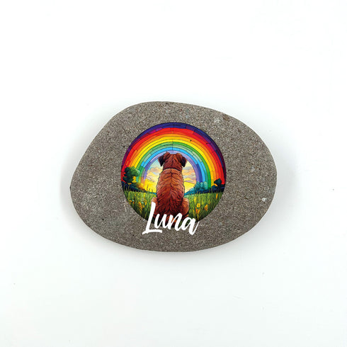 Rainbow Border Terrier Personalised Pebble